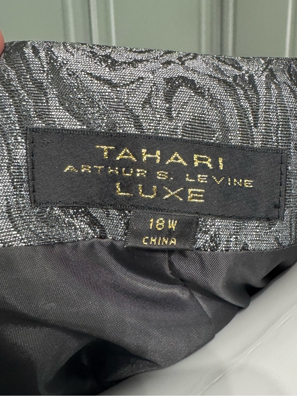 𝙏𝙖𝙝𝙖𝙧𝙞 𝘼𝙧𝙩𝙝𝙪𝙧 𝙎. 𝙇𝙚𝙫𝙞𝙣𝙚 𝙇𝙐𝙓𝙀 Jacket 18W Metallic Gray Jacquard Beaded Evening - Picture 12 of 13